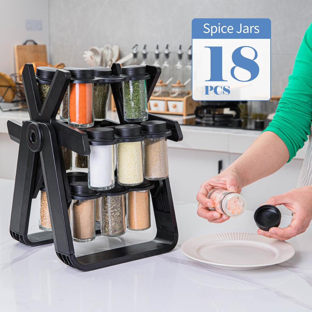 Kaufe 18PCS Jar Spice Rack 360 grad Rotierenden Riesenrad Spice Rack Gewürz Organizer Gewürz zum Preis ab 183
