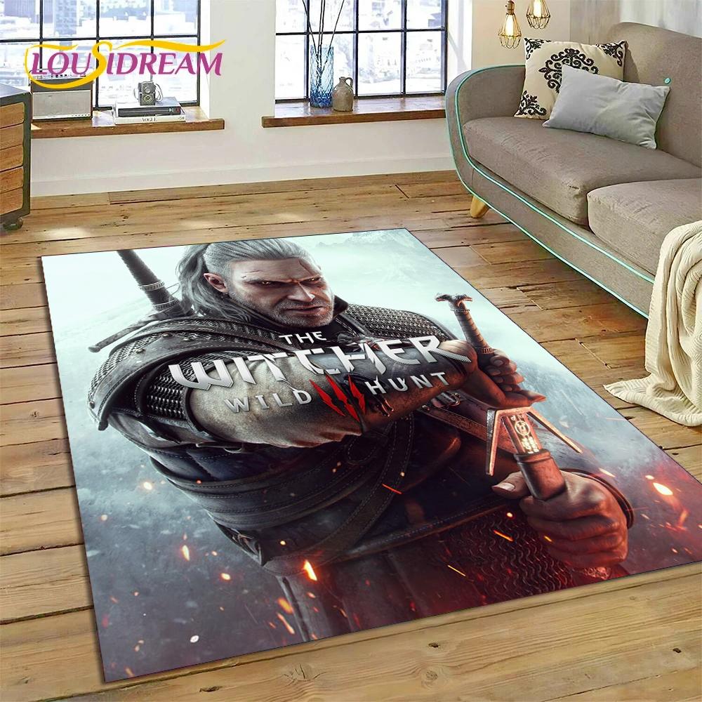 Tappeto The W-Witcher 3 Game Wild Hunt per Soggiorno Camera da Letto Decorazione Casa, Tappetino Antiscivolo Decorazione per Divano Zerbino