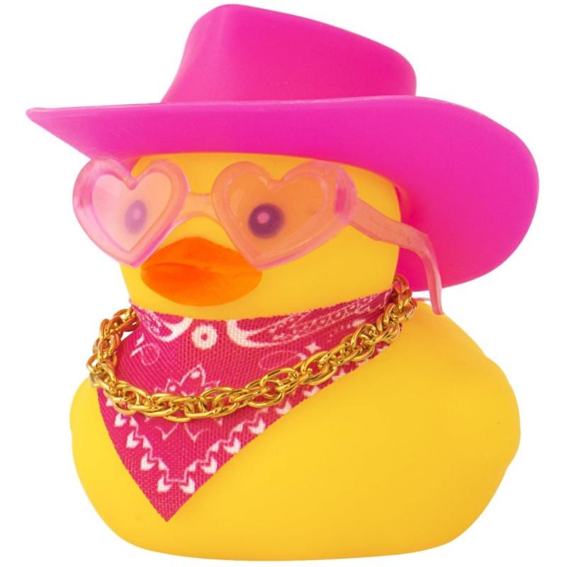 Rubber Cowboy Duck Car Ornaments Yellow Ducks Decoration Dashboard with Cowboy Hat Necklace Sunglasses