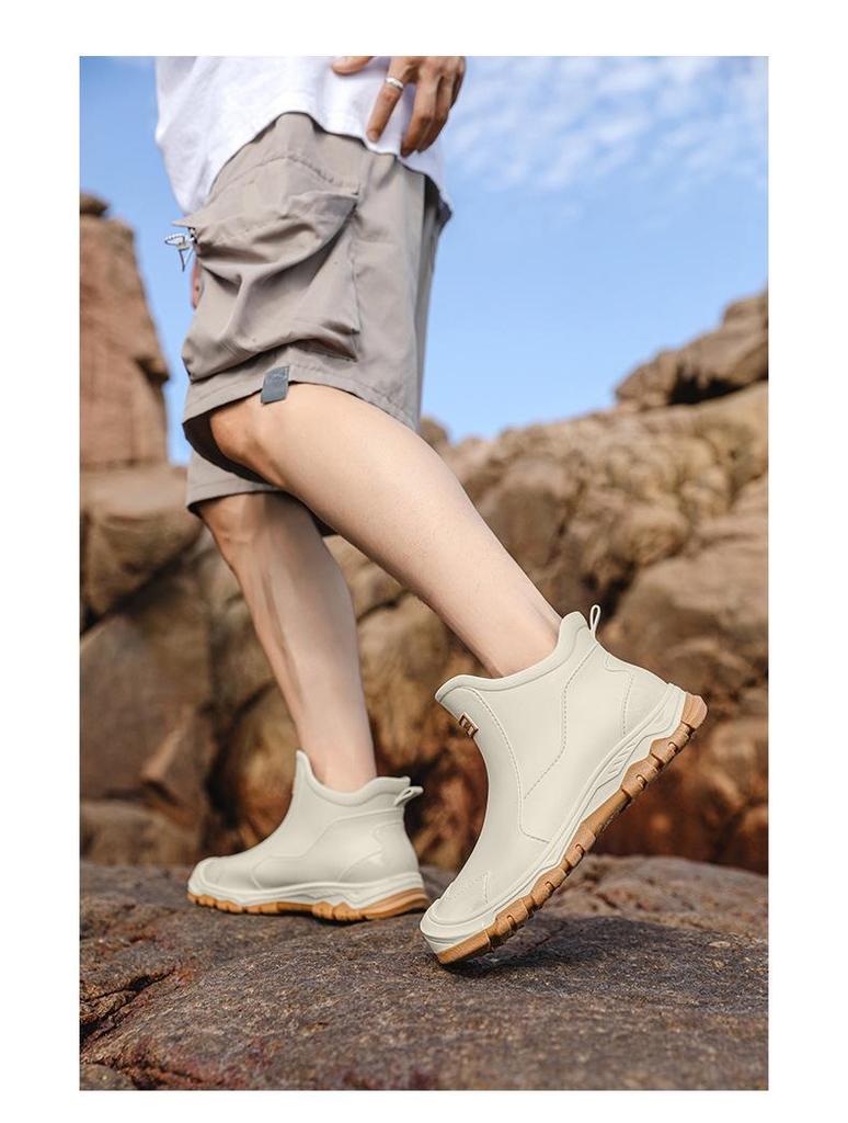 Men's Waterproof Non-Slip Rubber Rain Boots - Short, Wear-Resistant for Outdoor and Casual Use