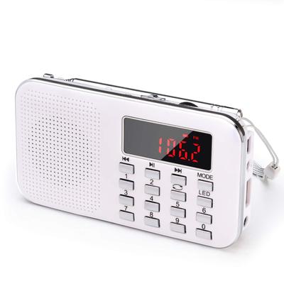 USB Portable Radio with by Gemean J-908 Radio, Rechargeable, AM/Wide FM, Flashlight, AUX, SD, MP3, Multi-Function (White)
