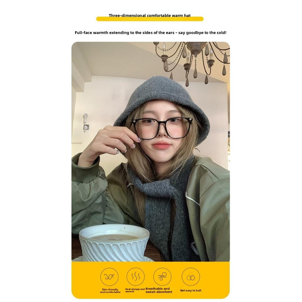 Knitted Little Red Riding Hood Warm Thickened Hat, One Piece Cold Resistant Knitted Hat, Women's Balaklaf Hat