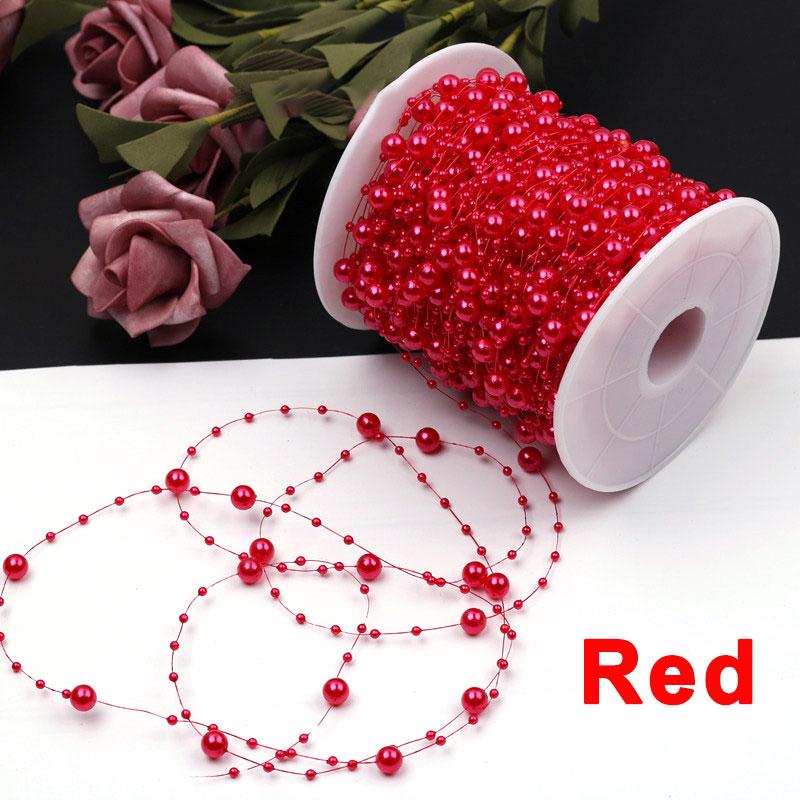 

2/5/10 метров нить искусственного жемчуга леска искусственные жемчужины нить 8+3 мм цепочка из бусин для рукоделия гирлянда цветы свадебный декор 2 Meters красный