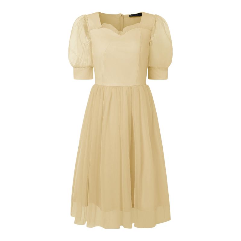 

ZANZEA Женское летнее повседневное элегантное платье с коротким рукавом и сетчатой вставкой 5XL хаки