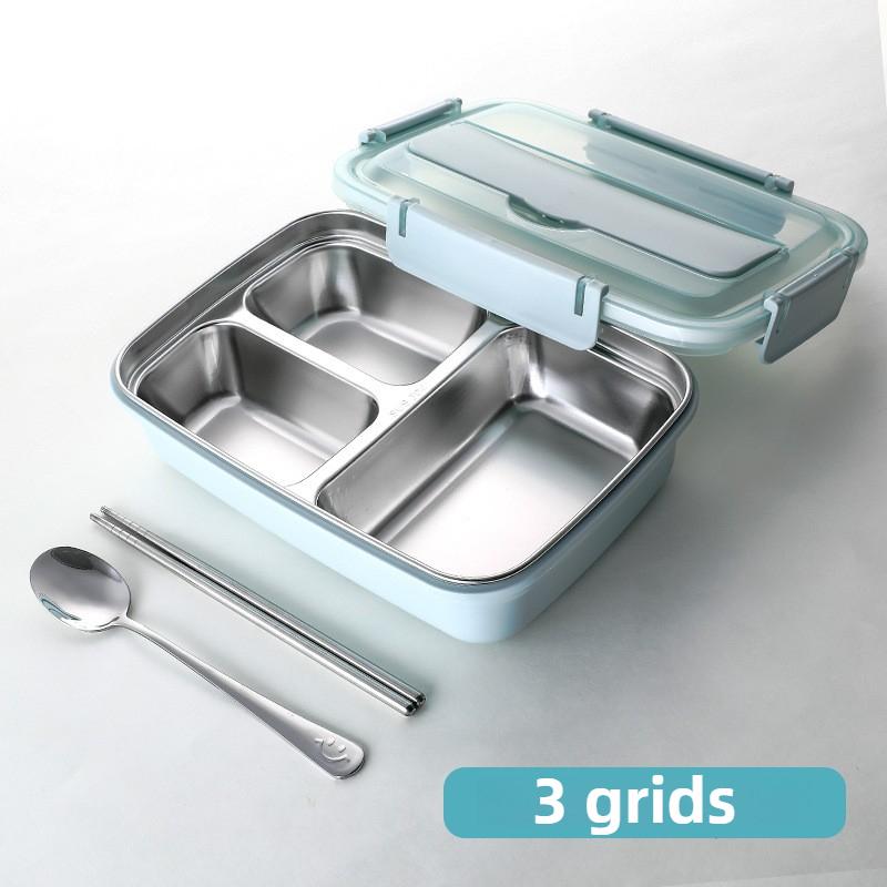 Easy-Clean Container For Students & Office Workers,Leak-Proof Stainless Steel Lunch Box With 3/4 Compartments - Durable