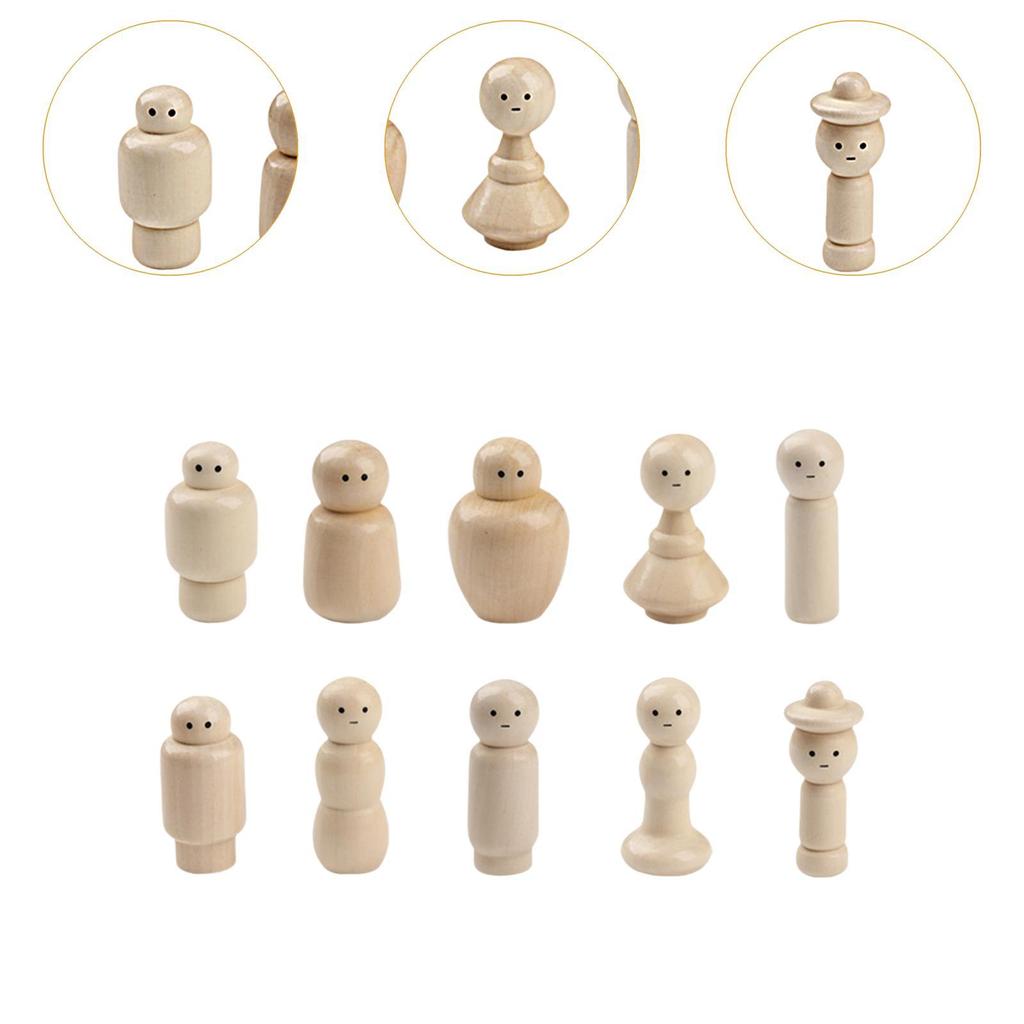 10 Buc Păpuși din Lemn cu Clame Proiecte Artizanale Mici Persoane din Lemn cu Clame Nefinisate pentru Copilași Copii Băieți Fete Copii Preșcolari