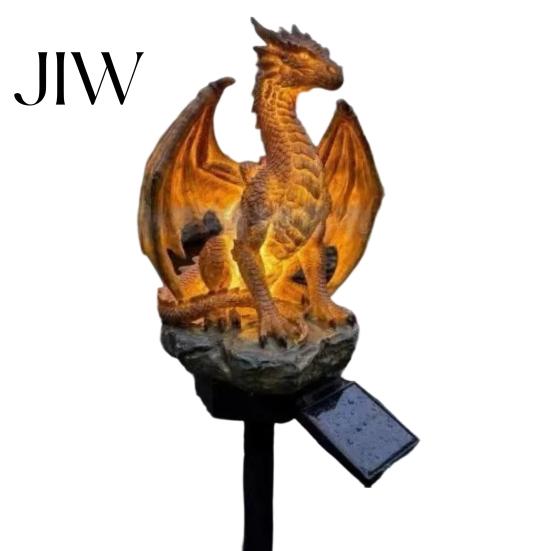 Garden Sasquatch Statue Dragon Solar Light, Outdoor Lamp, Fantasy Medieval Gothic Sculpture Creature Sculpture, Pathway Light for Yard Lawn