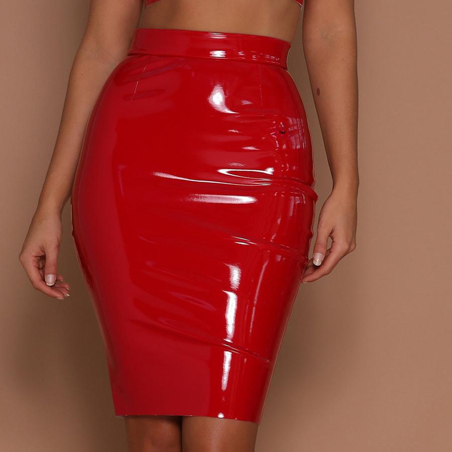 Nuovo Stile Moda Mini Gonna Bodycon Lucida a Vita Alta per Donne
