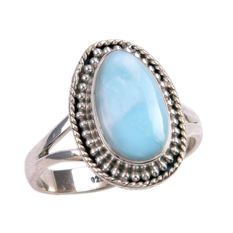 Natural Republic Larimar Gemstone 925 Solid Sterling Silver Gift Ring S.8 N3B16
