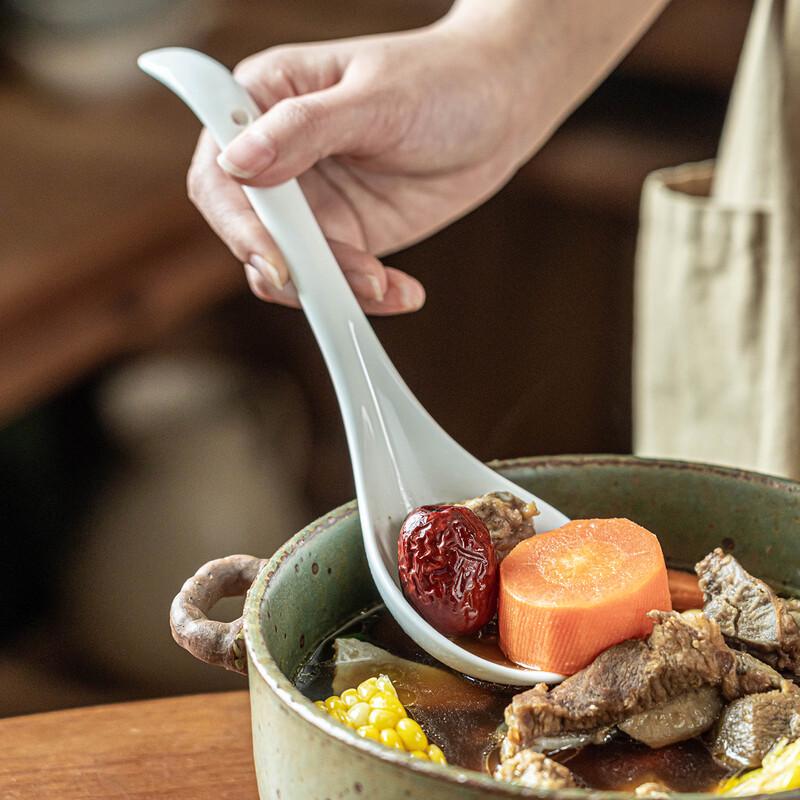 Shall Ceramic Long-Handle Soup Spoon Set