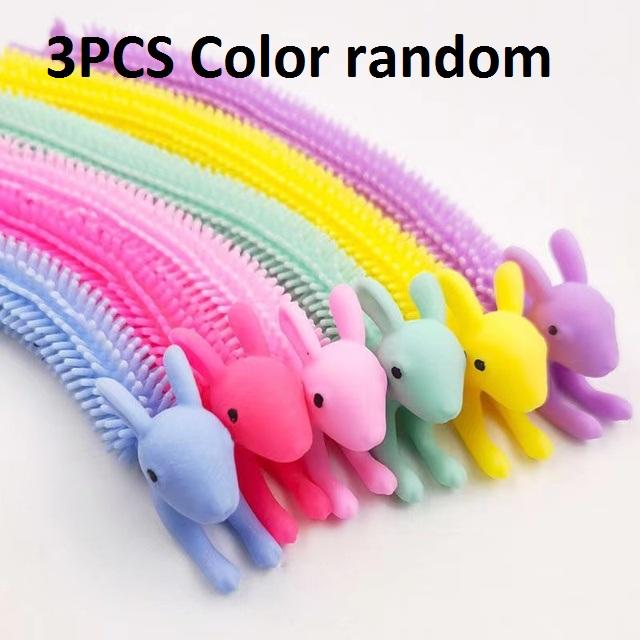30-3PCS Funny Unicorn Pull Worm Noodle Fidget Toys Stretch String TPR Rope Anti Stress Toys String Stress Relief Autism Vent Toy