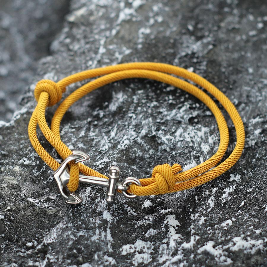 Marine Style Men Anchor Bracelet Handmade  Adjustable Nautical Wrap Braslet Unfading 3mm Thin String Braclet Homme Pulseria