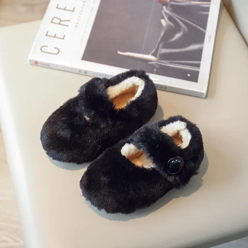 2024 Winter New Girls Shoe Plush Warm Princess Child Casual Shoes Fashion Versatile Women Sneakers Trend Classic Medium Kid Shoe