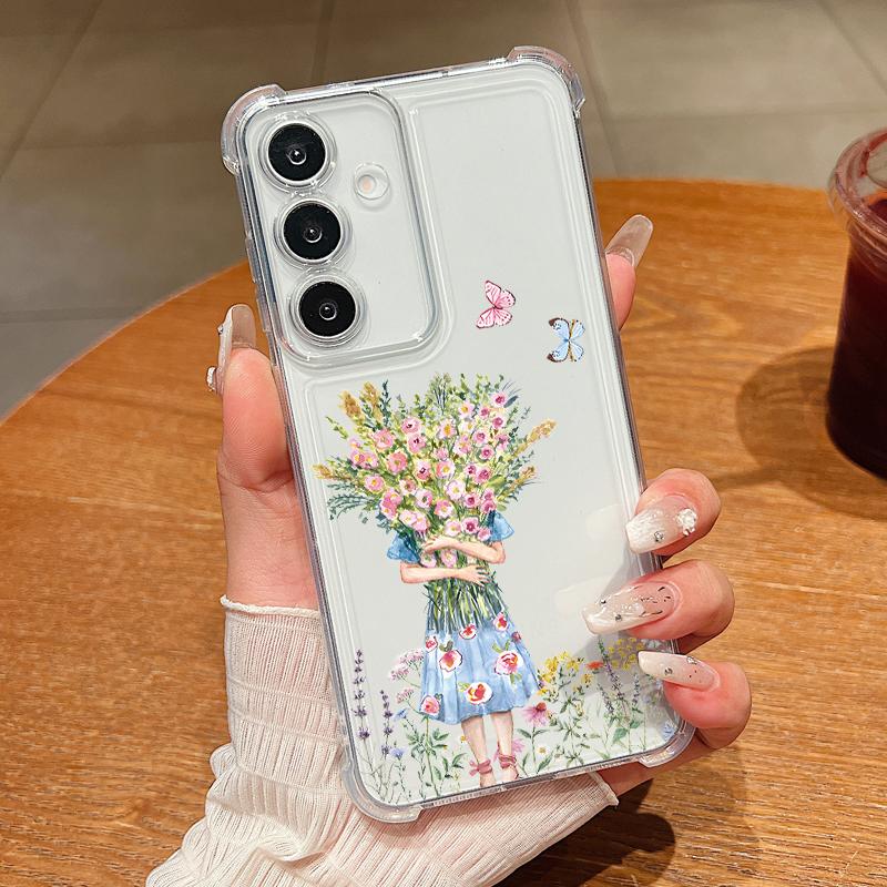 Colorful Flowers Pattern Phone Case For Samsung Galaxy S26 S25 S24 S23 Ultra S22 Plus S21 S24 S25 FE Clear Shockproof Soft Cover