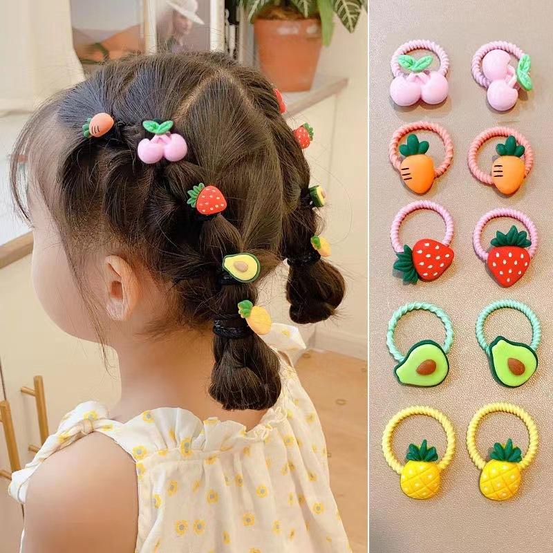 10 Pièces de Bandeaux à Fleurs, Chouchous, Nœuds en Laine, Chouchous pour Filles, Accessoires pour Cheveux, Élastiques Frais et Mignons pour Filles