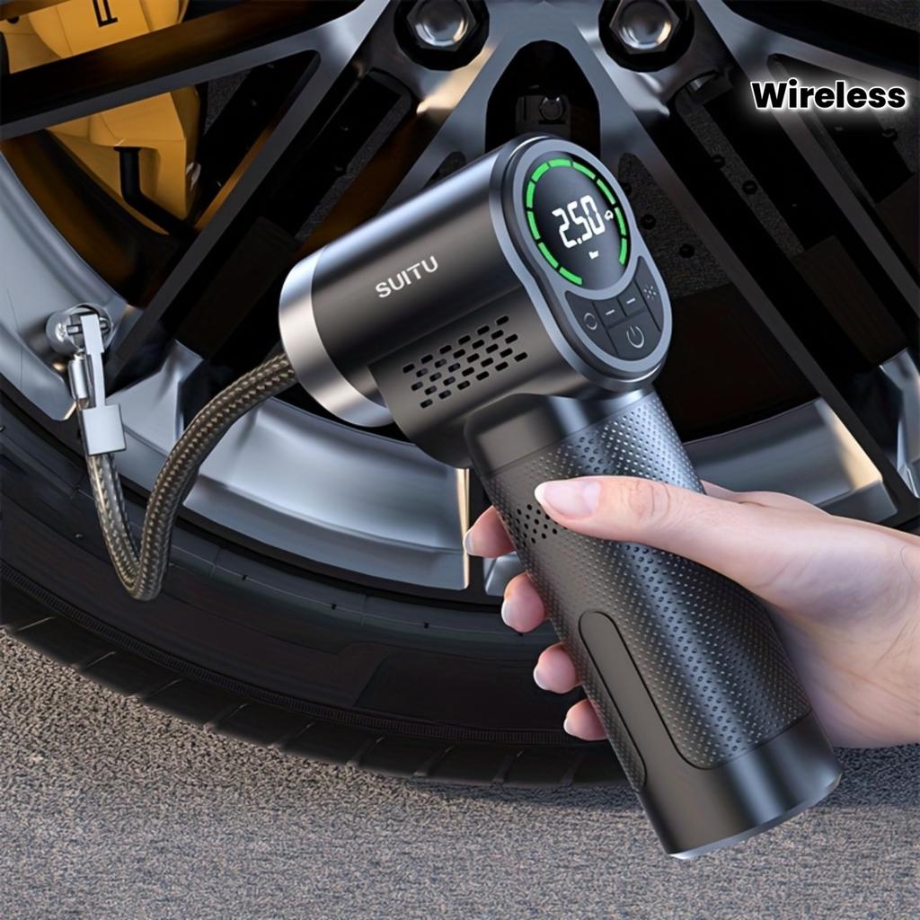 [Portable Tire Inflator] Wireless Portable Handheld Car Tire Inflator | Tire Pressure Gauge for Cars, Motorcycles, Electric Bicycles, Bicycles, Balls