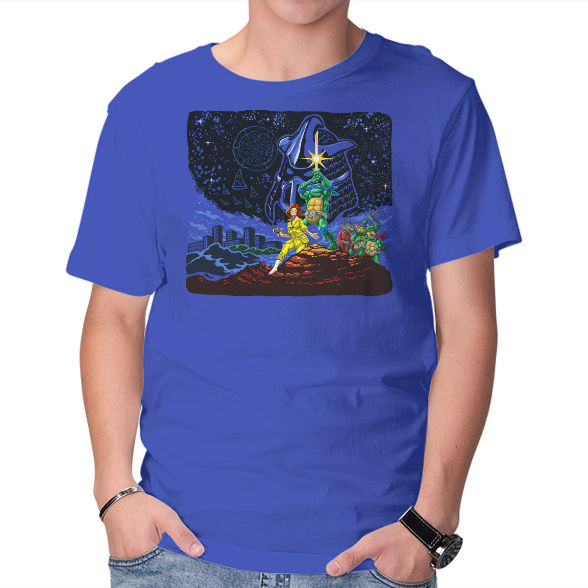 Unisex Crew Neck T-Shirt Pizza Wars Graphic Short Sleeve Casual Tee S