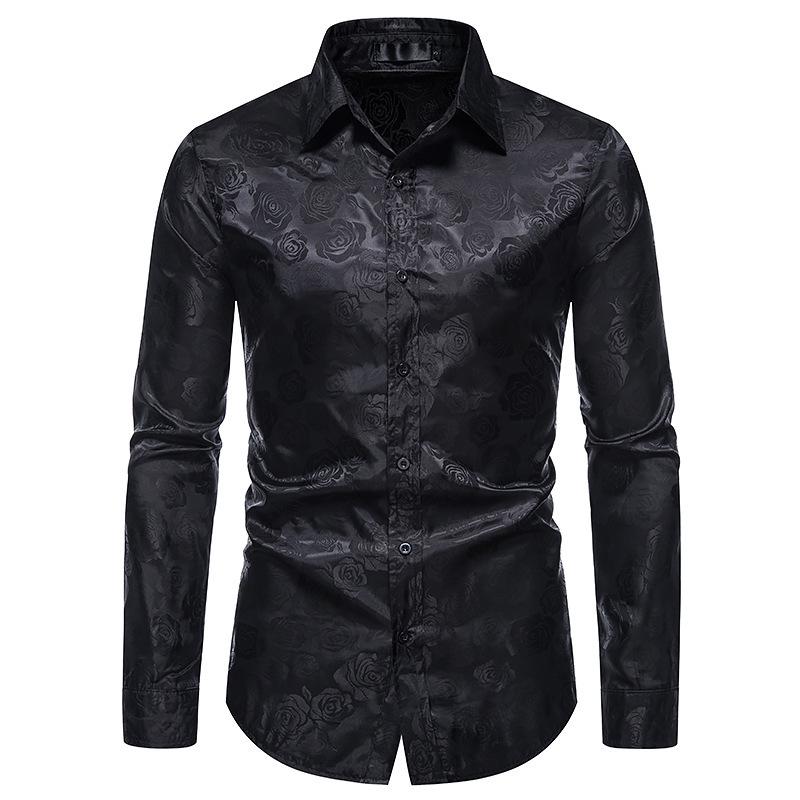Men's Fashion Rose Print Long Sleeve Slim Fit Shirt – Autumn 2021 Collection