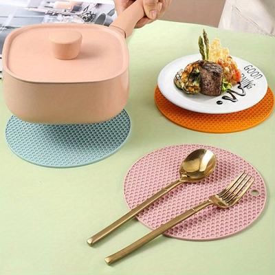 Placemats, Non-Slip Pads, Pot Holders, Table Mats, Heat Insulation Coasters, Multi-Function Round Heatproof Silicone Mats
