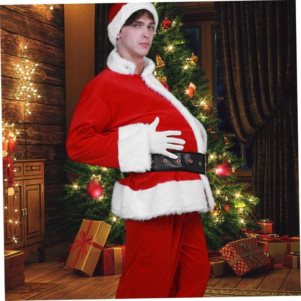 Polyester Santa Costume Khaki Color Zipper Santa Costume New Fake Padded Belly Santa Suit