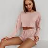 2025 Summer Knit Ribbed Long Sleeve Pajama Set for Women - Comfortable Homewear