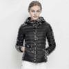 Women Ultra Light Down Jacket Whie Duck Down Hooded Jackets Long Sleeve Warm Slim Coat - DSW