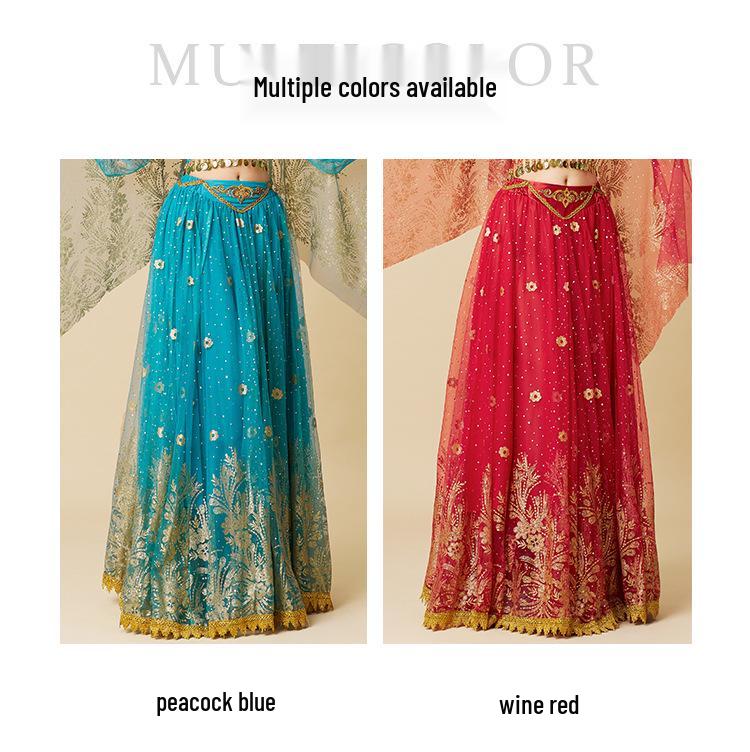 Western Region Dunhuang Princess Belly Dance Costume - 720° Swing Skirt for Exotic Performances.