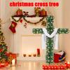 A Cross-shaped Christmas Tree With Lights, Pre-lit, Elongated, Pencil-shaped Artificial Tree, Complete With A Scarf And Christ Crown, Suitable For