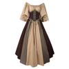 Halloween Costumes for Women Medieval Retro Contrasting Color Slim Swing Dress One-word Shoulder Dress Love Live Cosplay