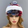 Căciulă Tricotată cu Pompom pentru Femei Iarnă Caldă Blană Naturală de Iepure Rex Vulpe Pompom Cranii Fete Căciuli Groase Colorate