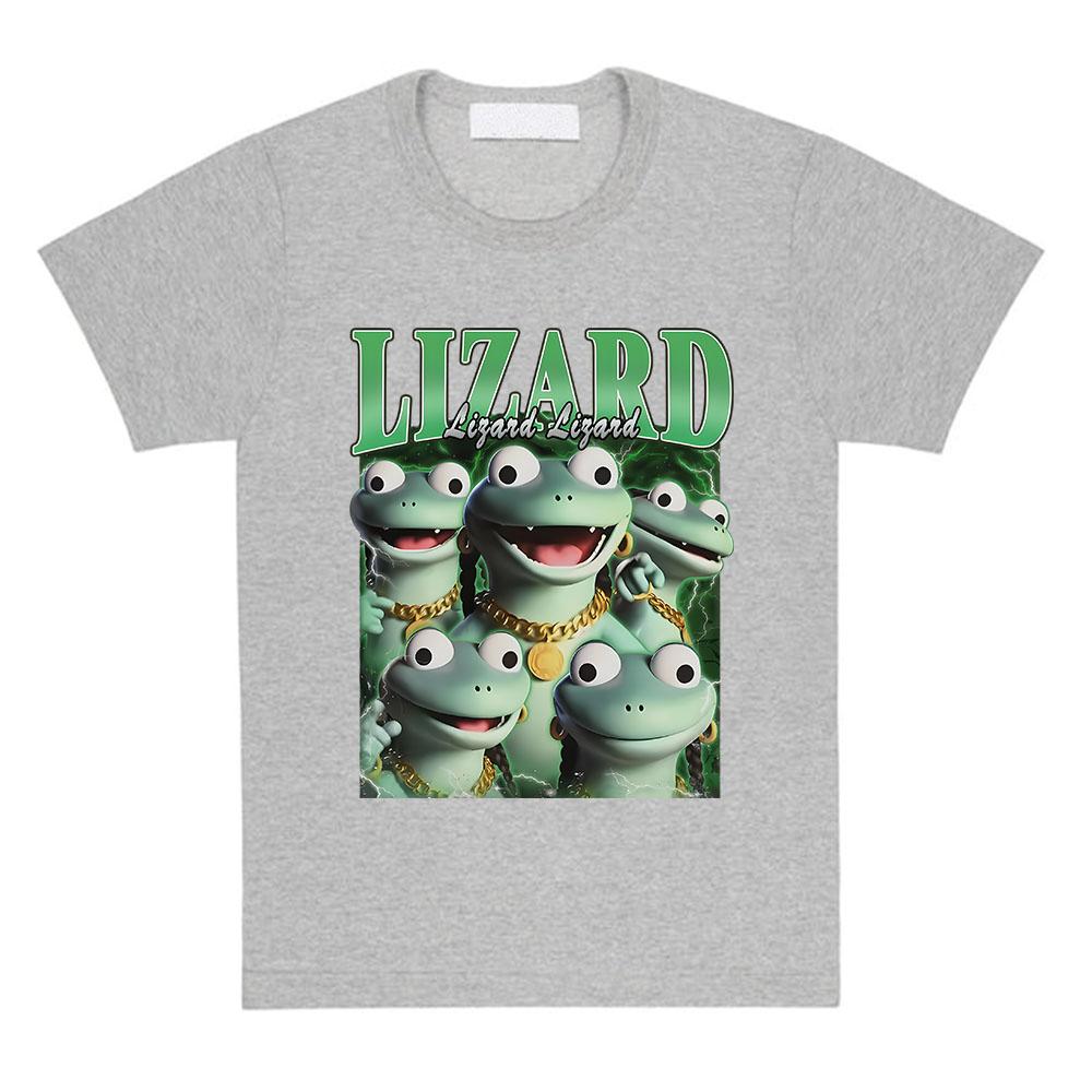 Lizard Meme T-shirt Short Sleeve Casual Female Tshirts Fashion Cotton Women Men Tee-shirt Funny Cartoon Printing Tees Female Top