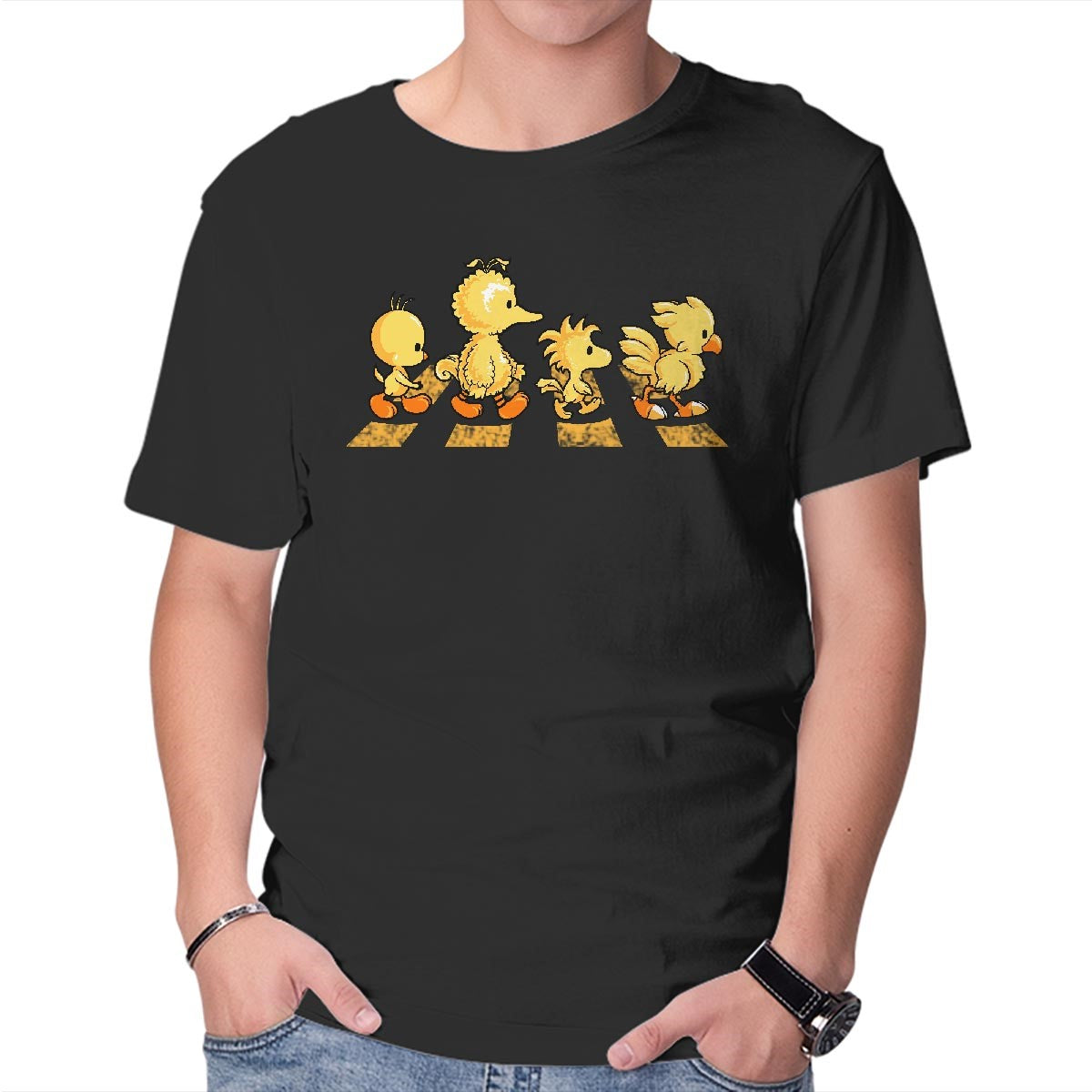 Unisex Crew Neck T-Shirt Yellow Birdy Road Graphic Short Sleeve Casual Tee XXL