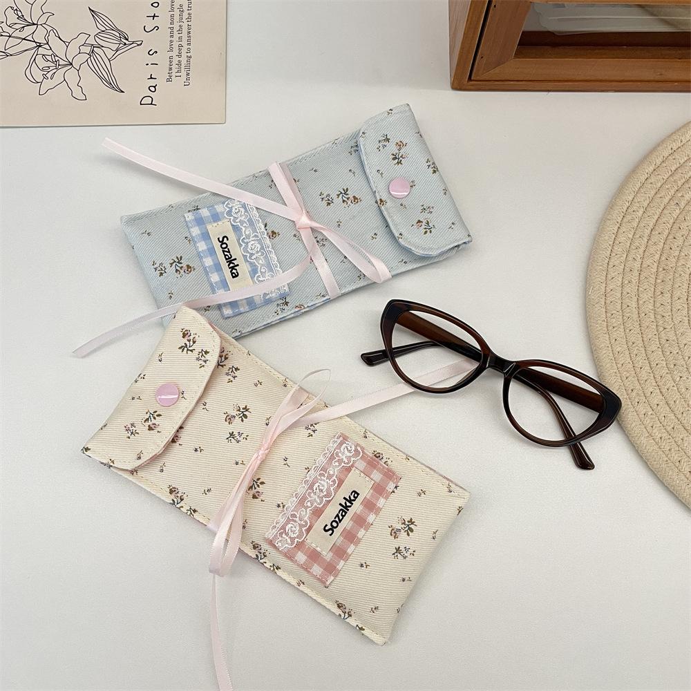 Floral Splicing Glasses Storage Bag Portable Glasses Bag Women's Sunglasses Glasses Case Fabric Storage Bag