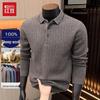 Hodo Men's 100% Merino Wool Thickened Polo Sweater