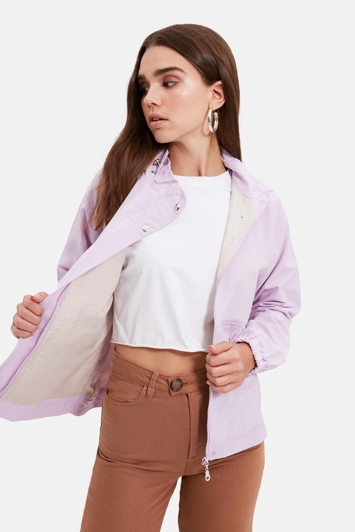 

Сиреневое пальто на молнии с капюшоном TWOSS20MO0027..