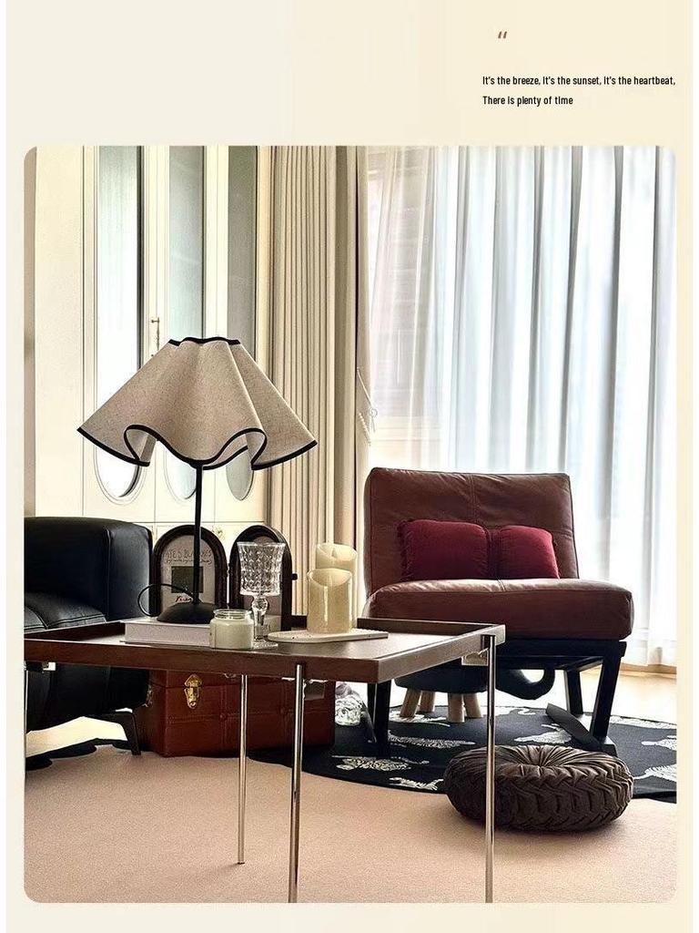 Girlish Heart Petal Umbrella Lamp: Minimalist Mid-Century Night Light for Bedroom and Study Atmosphere.