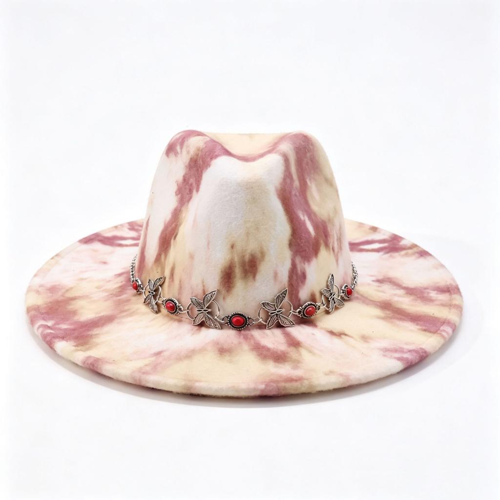 Hot-selling western cowboy hats, new men's and women's party tie-dye top hats, fashionable flat-brimmed jazz hats