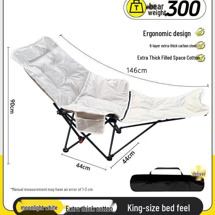 Outdoor Folding Recliner Chair with Leg Rest and 4-Position Adjustable Cotton Seat for Camping and Picnics