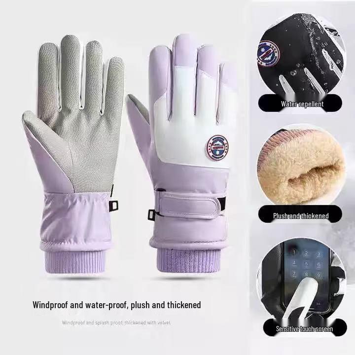 Winddichte, wasserdichte Skihandschuhe für das Radfahren im Freien im Winter, warm und kältebeständig mit Touchscreen-Funktion und dickem Samtfutter.