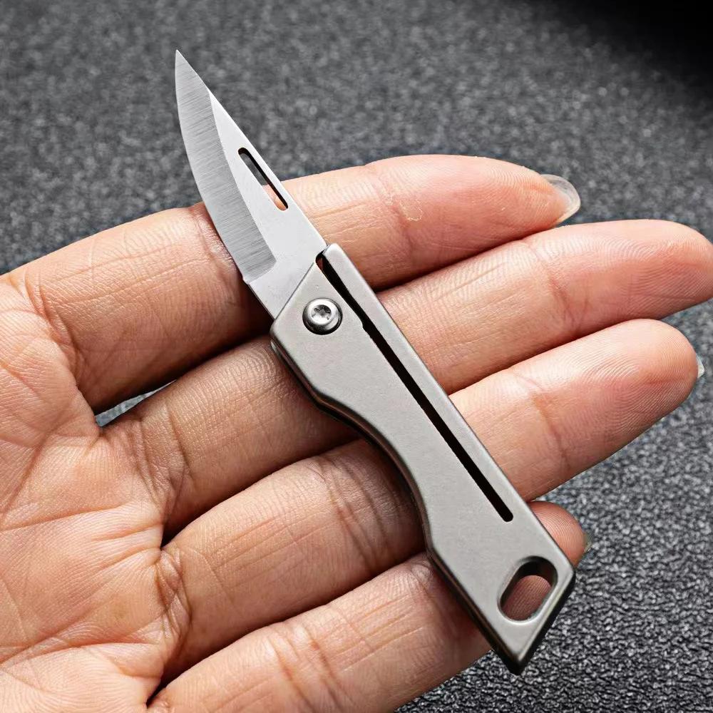 Mini Tc4 Titanium Alloy Mini Folding Knife EDC Portable Keychain Pendant Knife Express Unpacking Pocket Knife Gift EDC Tool