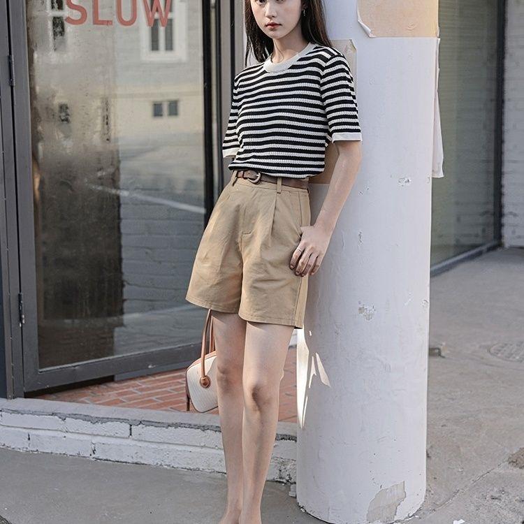 Women's Spring-Summer 2026 High-Waisted Cotton A-Line Shorts