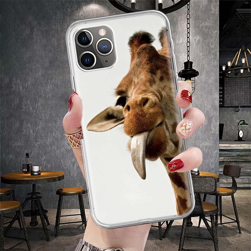 

Милый мультяшный жираф Животное Мягкий чехол для телефона Для IPhone 11 17 Air 16E 16 Pro Max 15 + 14 Plus 13 Mini 12 Apple 7 SE 8 Fundas Coqu iPhone 14 Pro