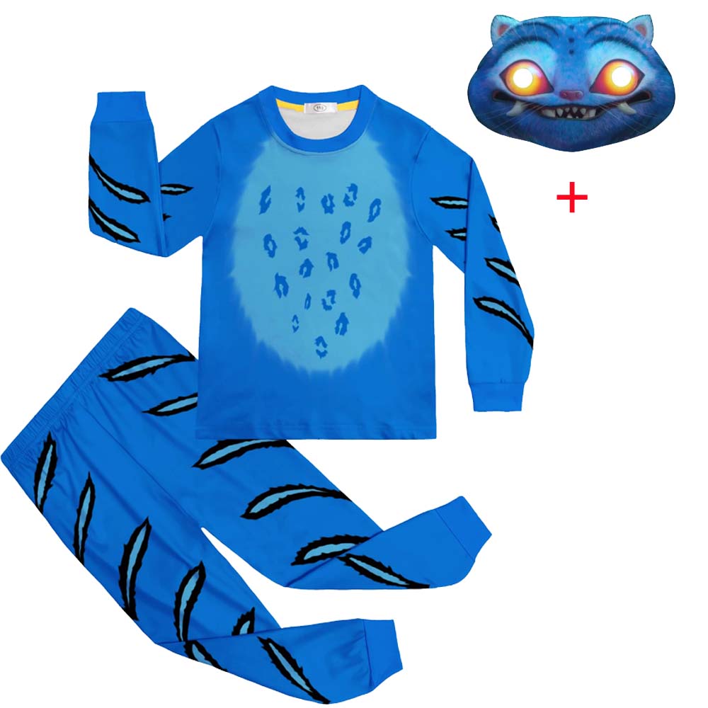 

Kpop Demon Hunters blue Tiger Cosplay Costume elf Tiger Hoodie Pants Sets Kids Halloween Christmas Party Funny Outfits Suit 110cm