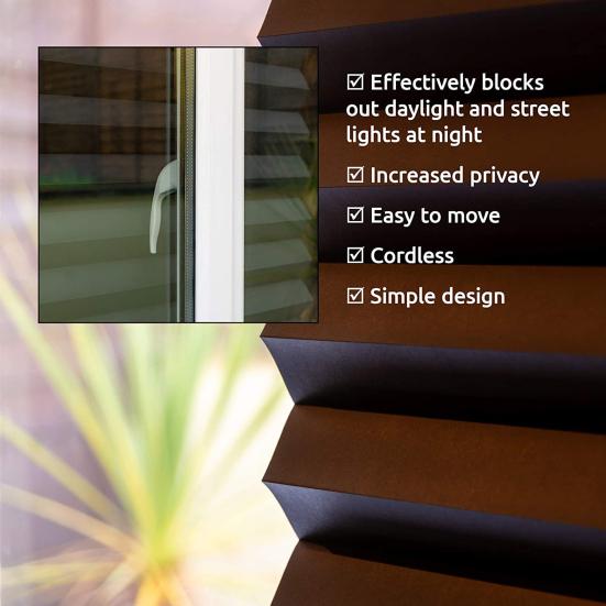 Cordless Window Blinds Cut To Size Stick On Temporary Blinds No Drill Pleated Blinds for Windows Doors Home Nursery Bedroom Kitchen Bathroom