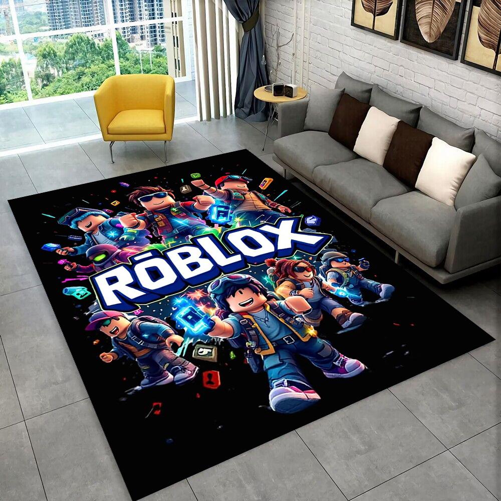 3D Cartoon R-Robloxs Game Carpet Rug for Playroom Bedroom Living Room Sofa Home Doormat Decor, Area Rug Non-slip Floor Mat Gift
