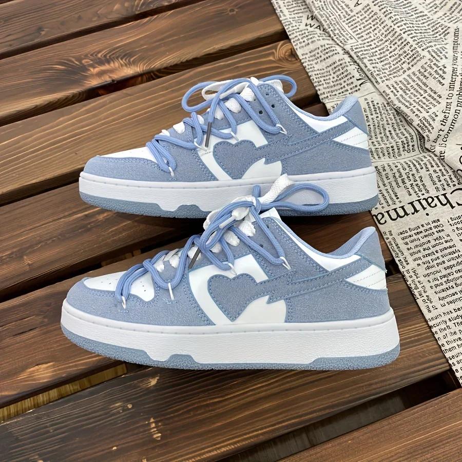 Mode Sommer Sneakers Girly Herz Mode Blau Casuals Sneakers Neuer Paar-Trend Schnürschuhe Weiße Schuhe Sneakers Damenschuhe