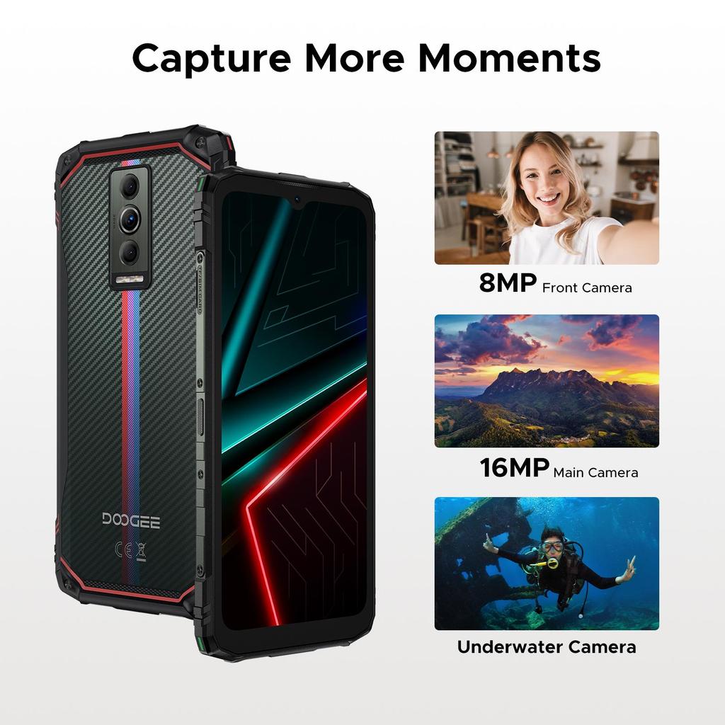 DOOGEE Blade 10 Energy Rugged Smartphone, 6150mAh Battery Android 15 Phone with 24GB RAM+128GB ROM, 6.56 inch 90Hz