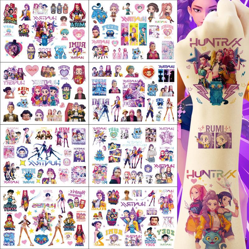 Glow Makeup Unisex Kpop Witch Hunters Children's Cartoon Tattoo Sticker Cute Color Girl Group Cos Transfer Sticker
