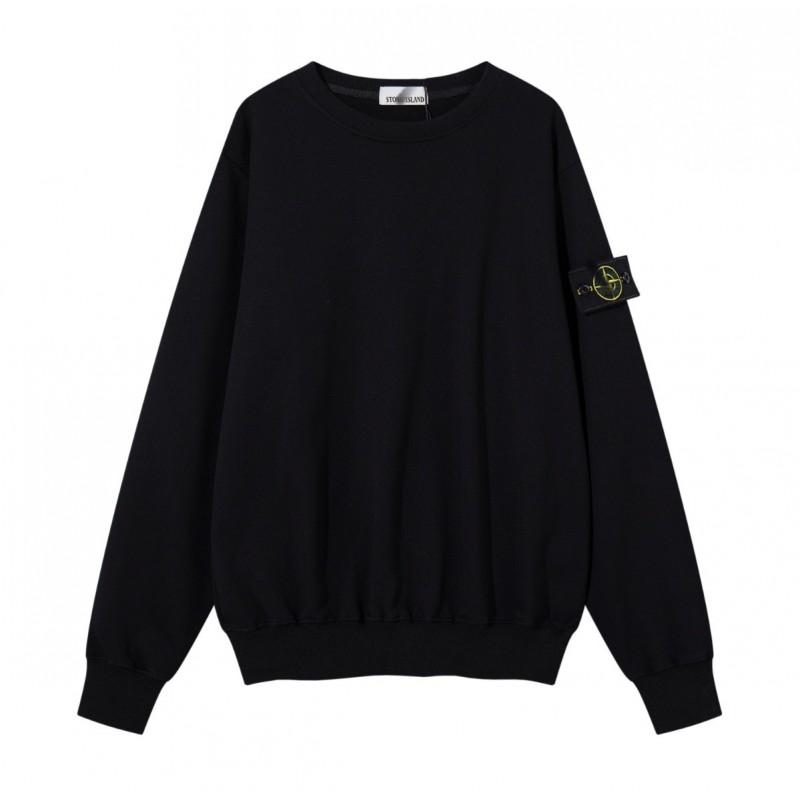 Stone Island Compass Patch Basic Hoodless Sweatshirt Loose Fit Men Women Casual Daily Wear