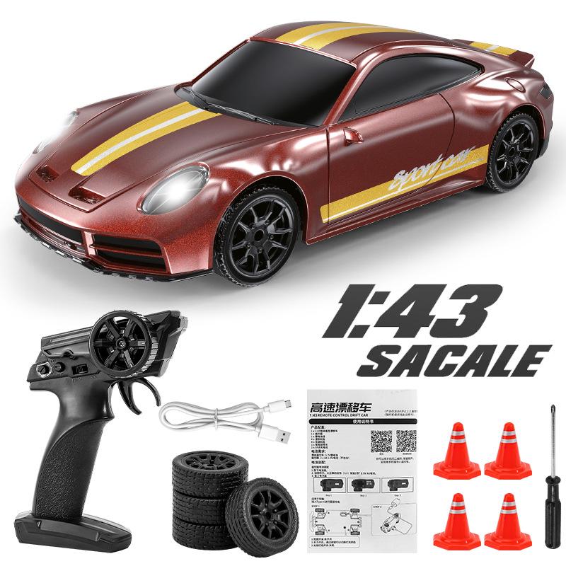 1:43 Scale 4WD RC Drift Car with Gyroscope, 7-Color Lights, and Alloy Chassis